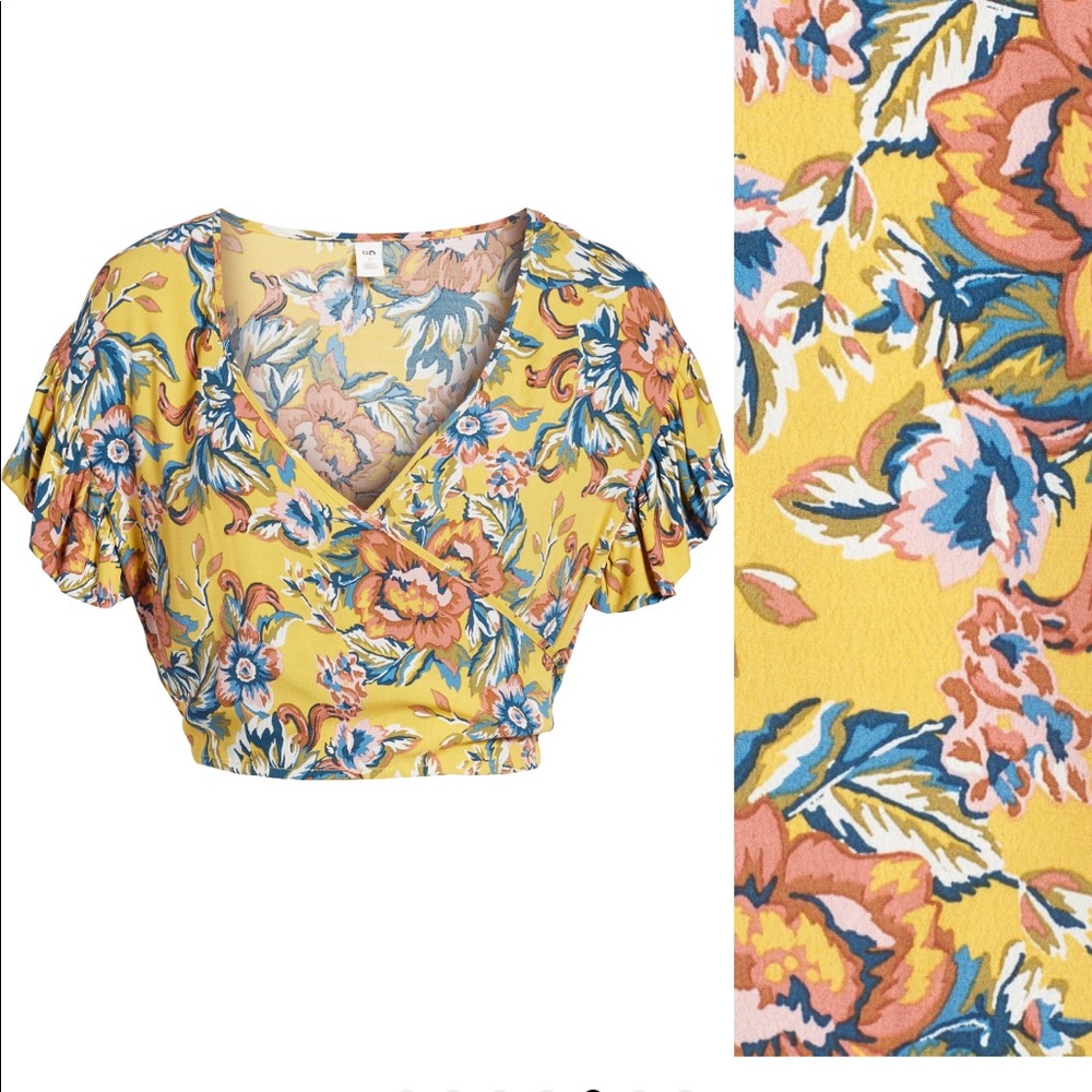 BP Yellow flowy crop top